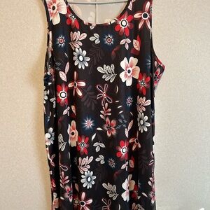 Women’s Light Weight Floral Dress, Red, White, And Black, Plus Size 5XL